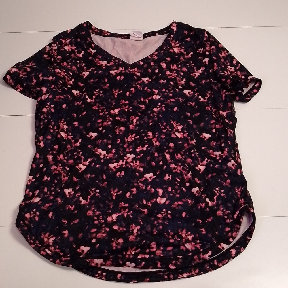 Lolë t-shirt abstract pink dark blue size xs  recycled fibers soft
